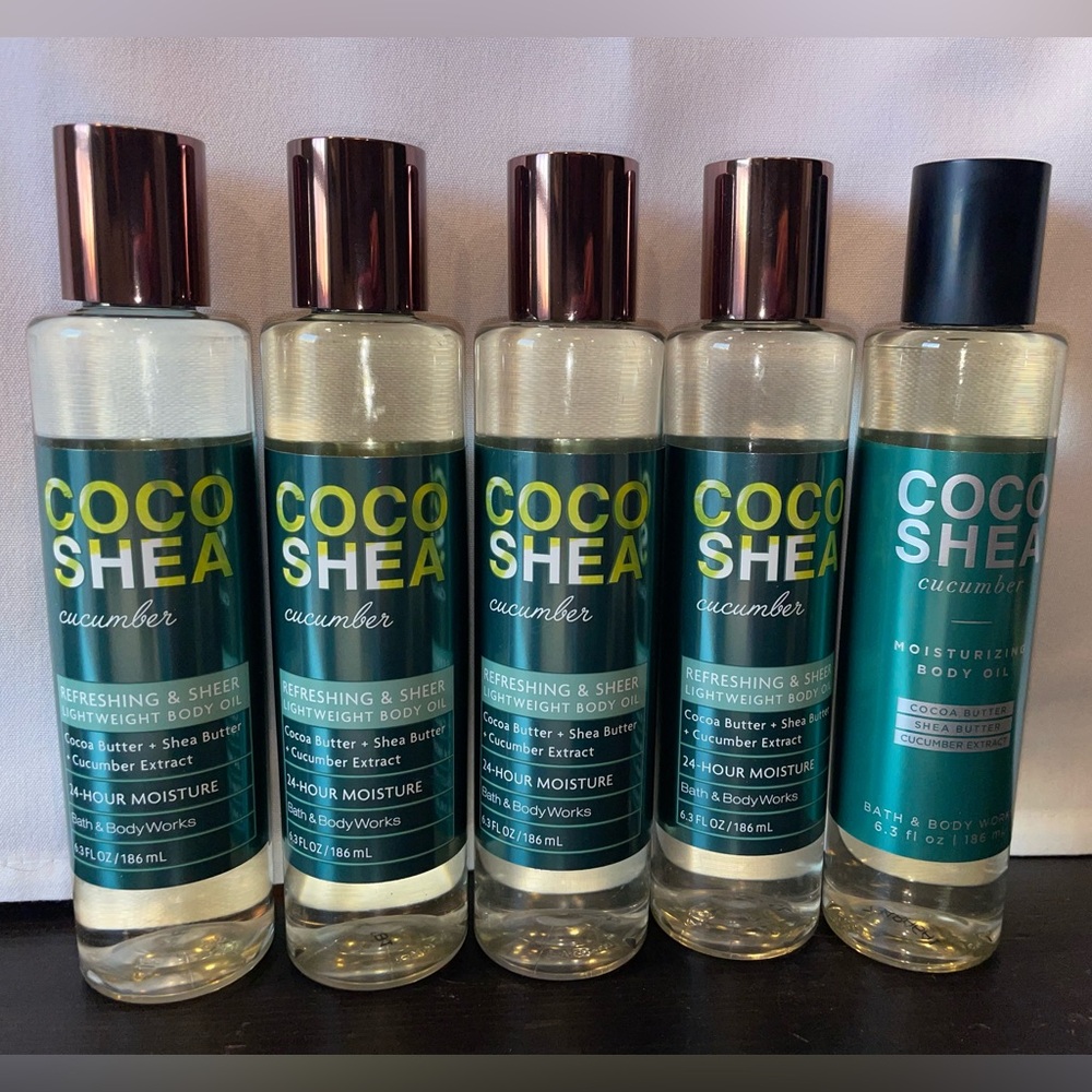 Lot of 5 New Bath and Body Works Coco Shea Cucumber Body Oil